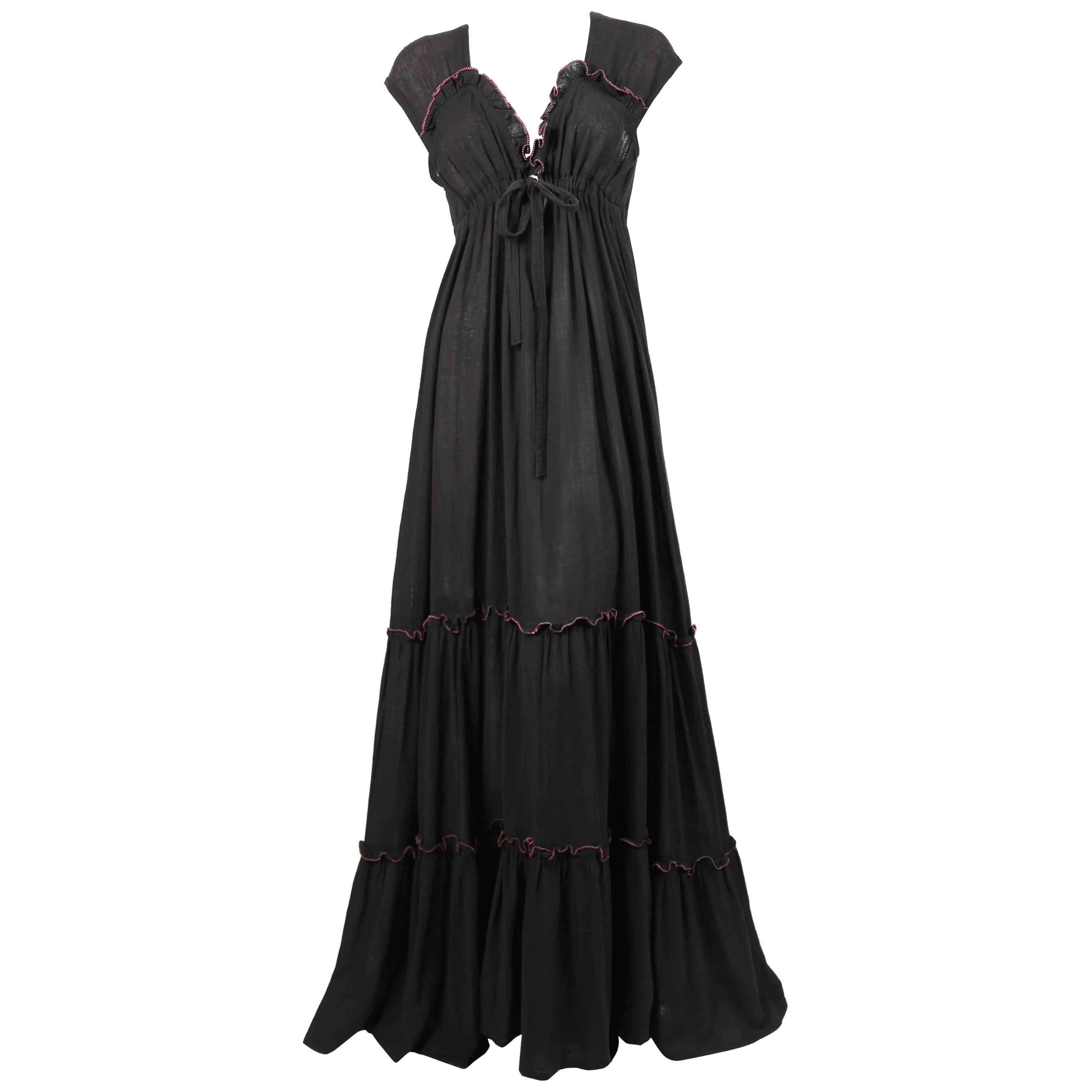 1970's RADLEY black gauze maxi dress ...